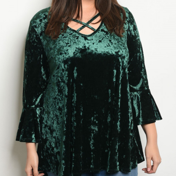 Tops - ●CURVY●PLUS●CRUSHED VELVET TOP